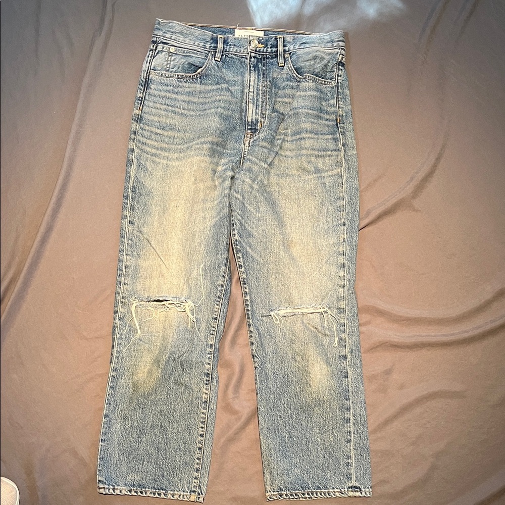 SLVRLAKE Light Blue Distressed Women's Crop Jeans